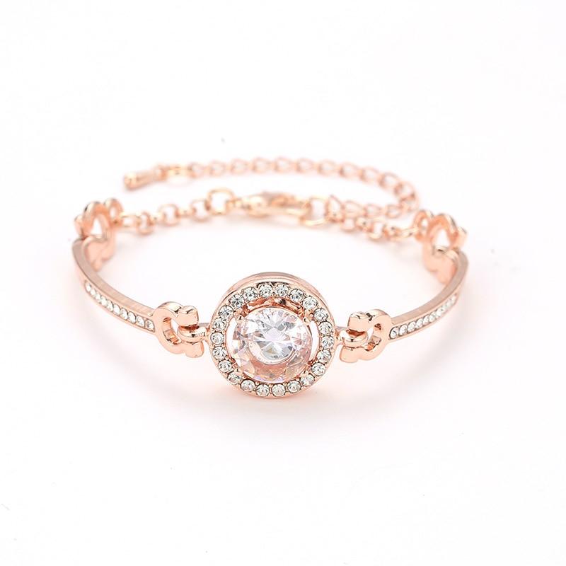 Elegant Cubic Zirconia Crystal Bracelet For Women Rose Gold Silver Color Bracelets Bangles Statement Fashion Jewelry New