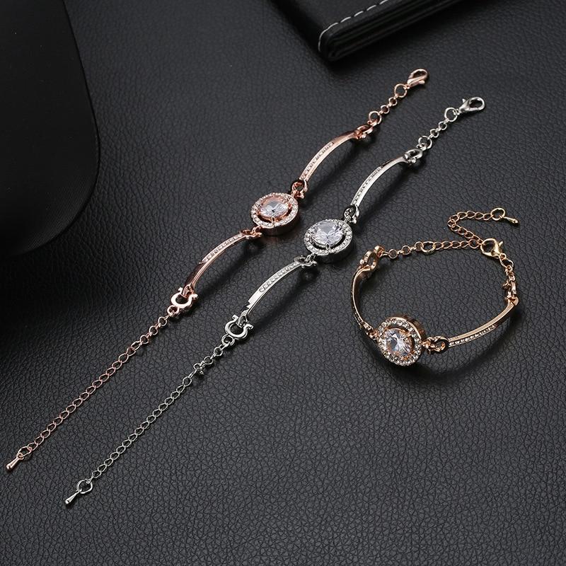 Elegant Cubic Zirconia Crystal Bracelet For Women Rose Gold Silver Color Bracelets Bangles Statement Fashion Jewelry New