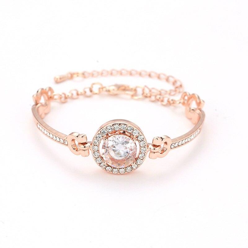Elegant Cubic Zirconia Crystal Bracelet For Women Rose Gold Silver Color Bracelets Bangles Statement Fashion Jewelry New