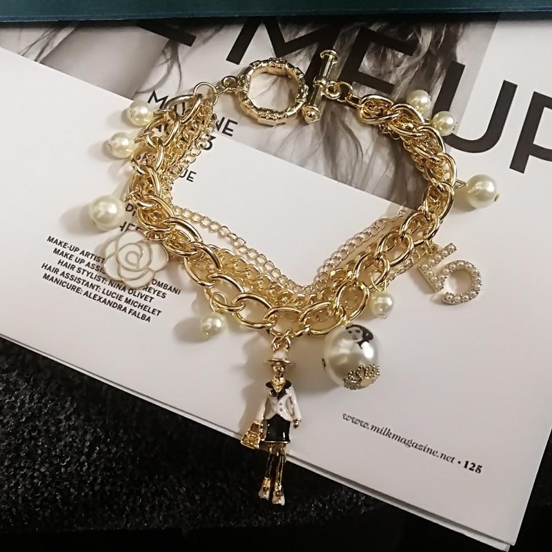 Five chain bracelet for women pearl flower bracelet jewelry