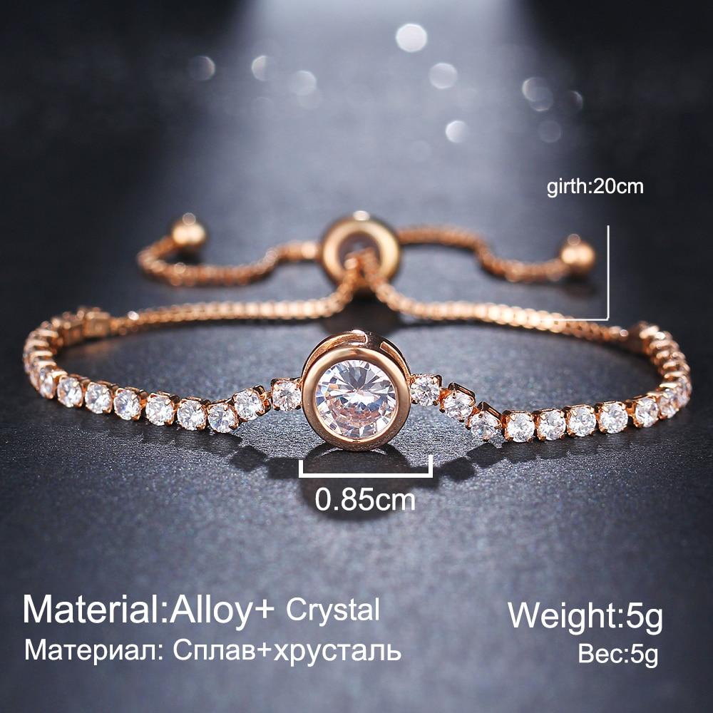 New Round Tennis Bracelet For Women Rose Gold Silver Color Cubic Zirconia Charm Bracelets & Bangles Femme Wedding Jewelry 2019