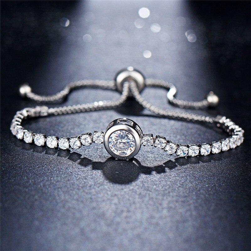 New Round Tennis Bracelet For Women Rose Gold Silver Color Cubic Zirconia Charm Bracelets & Bangles Femme Wedding Jewelry 2019