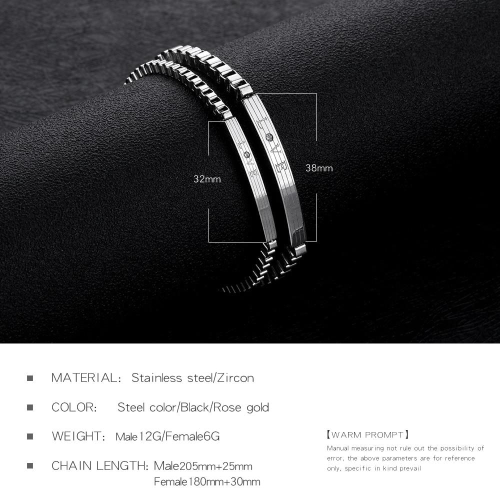 Couple Bracelet Male Female Statement Note ID Bracelets Jewelry