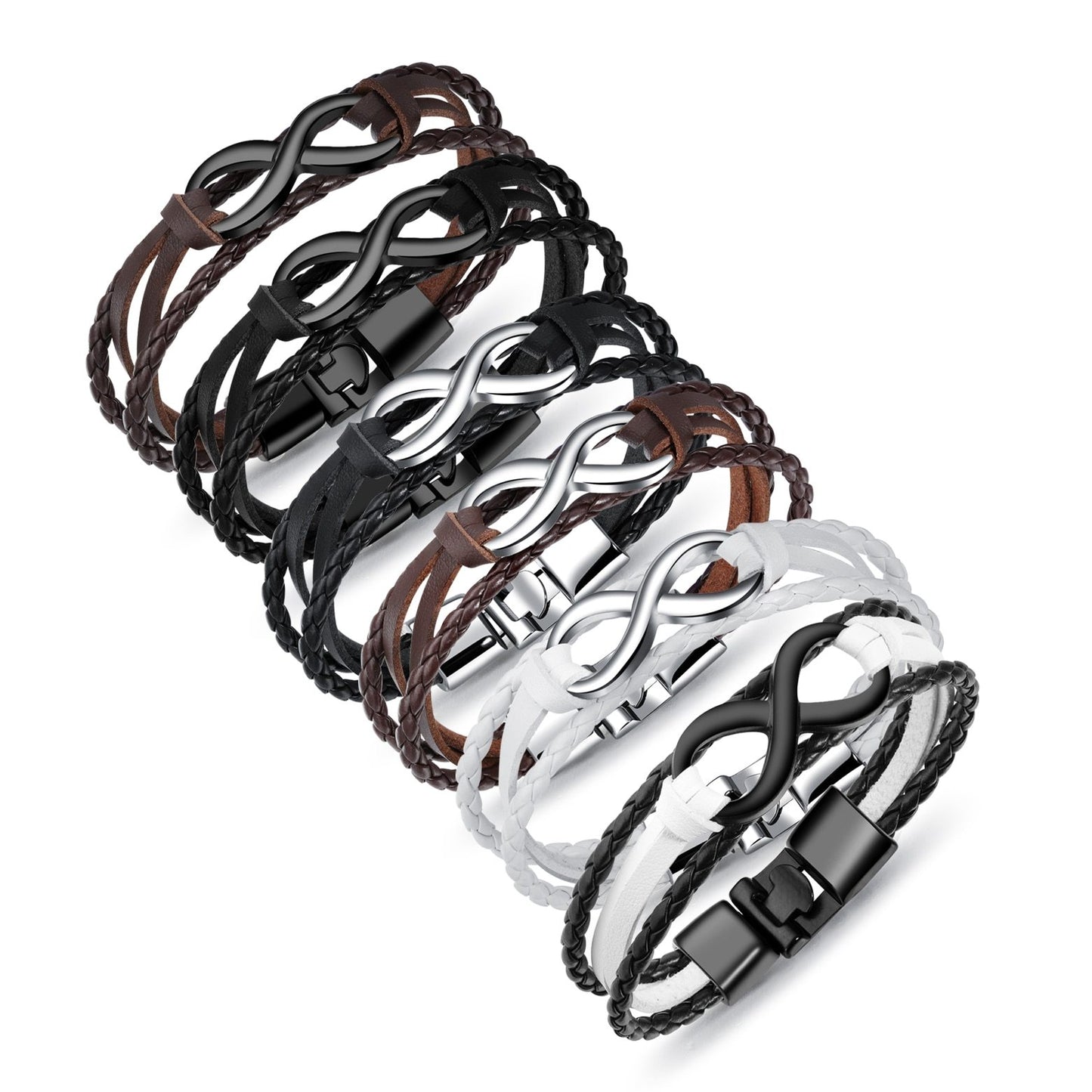 Fashion Infinity 8 Bracelet Hand-woven Wrap Leather Bracelet Rope Chain Bracelet 6 Colors Men Jewelry pulseras