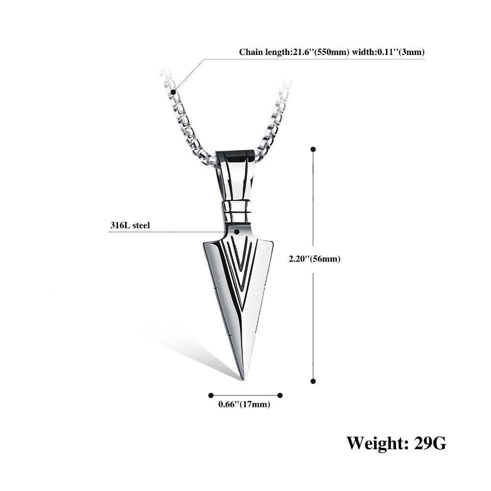 Arrow Design Pendant Trendy Men Necklace With Box Link Chain 316L Steel  Jewelry Accessories