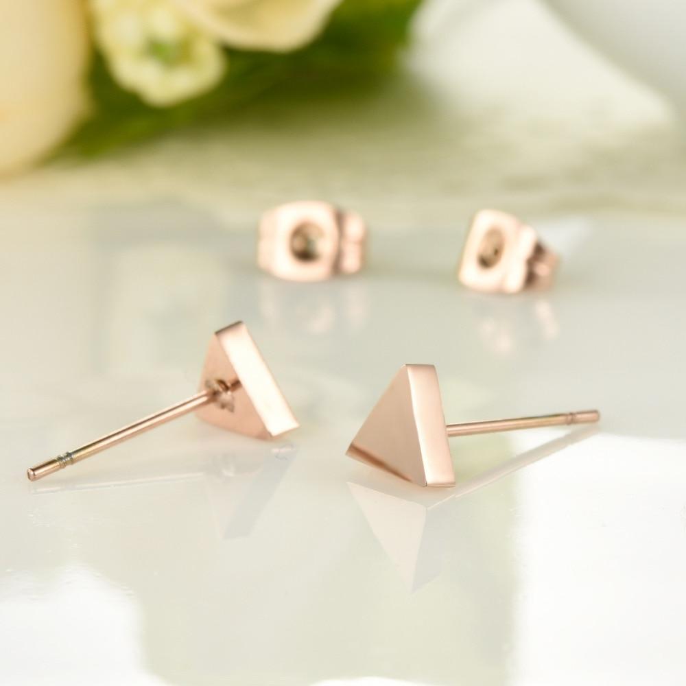 Champagne Gold Color Woman Stud Earring Classical Stainless Steel Triangle New Design Fashion Women Jewelry Earring