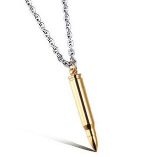 Cool Man's Bullet Pendant Necklaces New Fashion Punk Style Stainless Steel Personality Men's Jewelry 3 Colors
