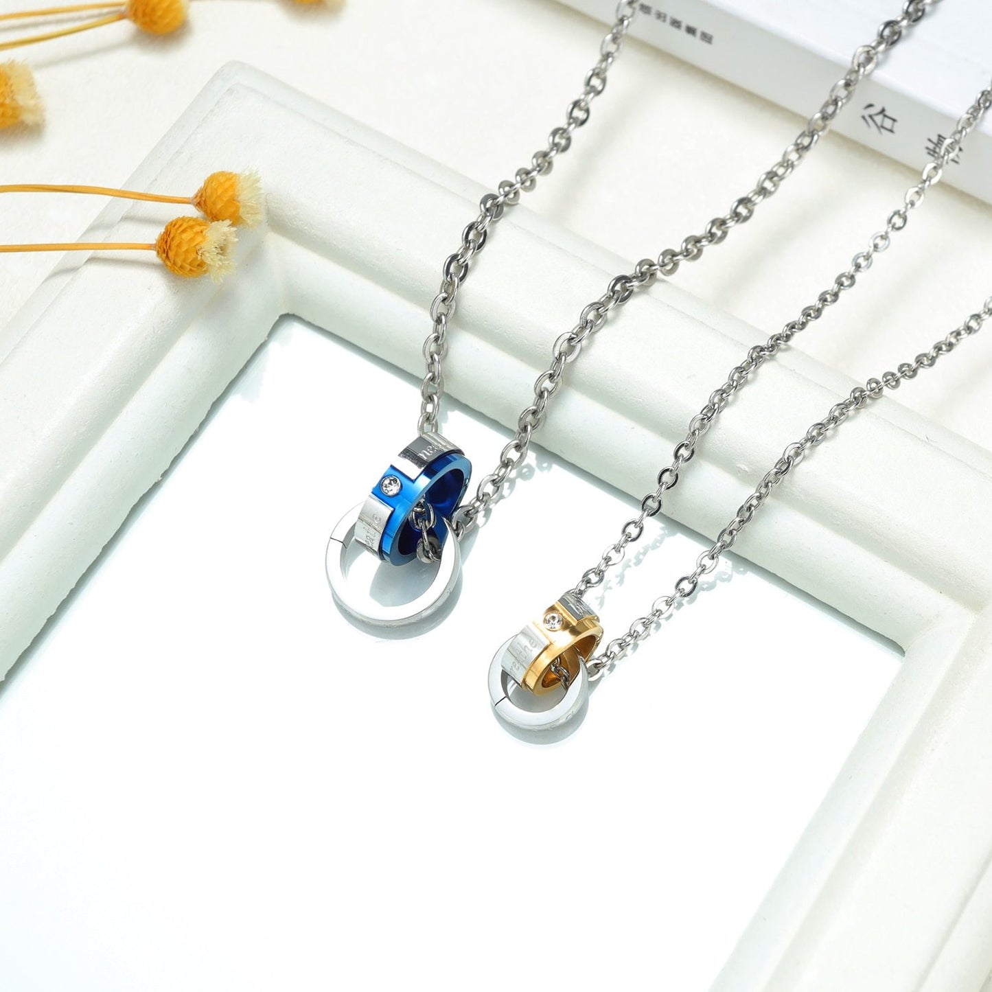 Couple Neaklaces 'ETERNAL LOVE' Matching Set Necklace for His and Her Valentines Gift for Boyfriend Girlfriend