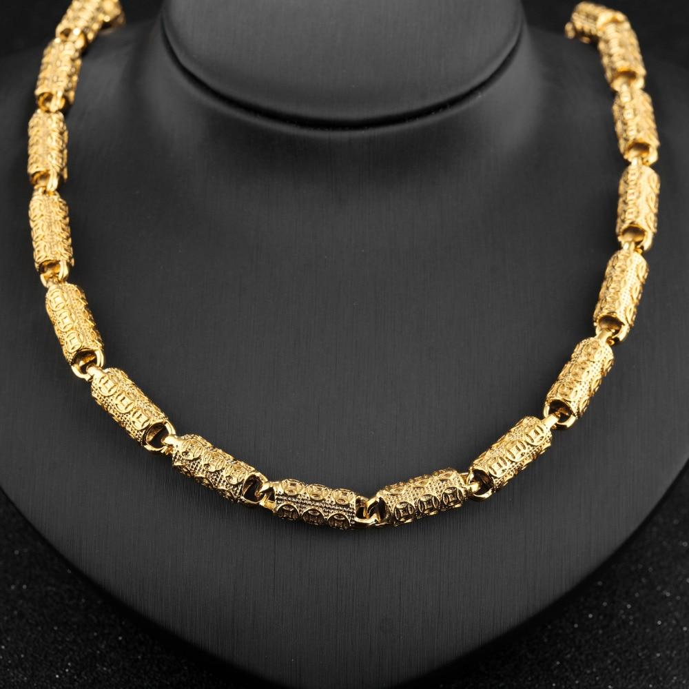 Hiphop Gold Color Chain Necklace For Men Party Gift Trendy 8 MM Wide Bamboo Shape Whole & Drop