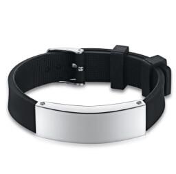 Laser Engraving Silicone Men 's Bracelet Stainless Steel Pin Buckle Length Resizable Man Wristband Gift