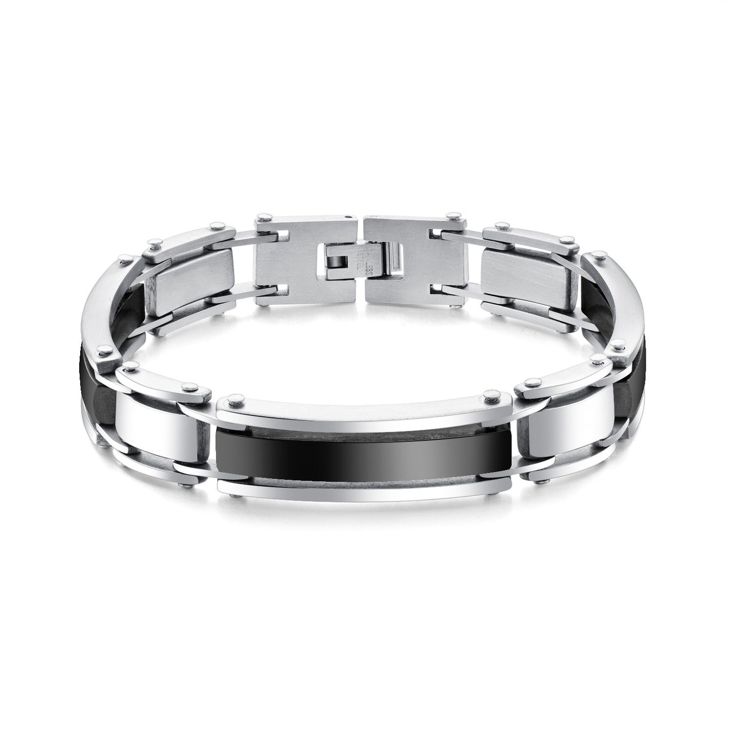 Men Simple Bracelet Steel/Gold/Black/ Color Stainless Steel Charm Chain Link Bracelet 220mm Customize Engraved Jewelry