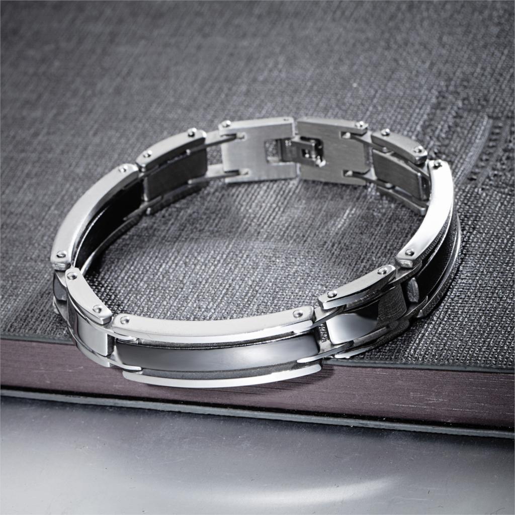 Men Simple Bracelet Steel/Gold/Black/ Color Stainless Steel Charm Chain Link Bracelet 220mm Customize Engraved Jewelry