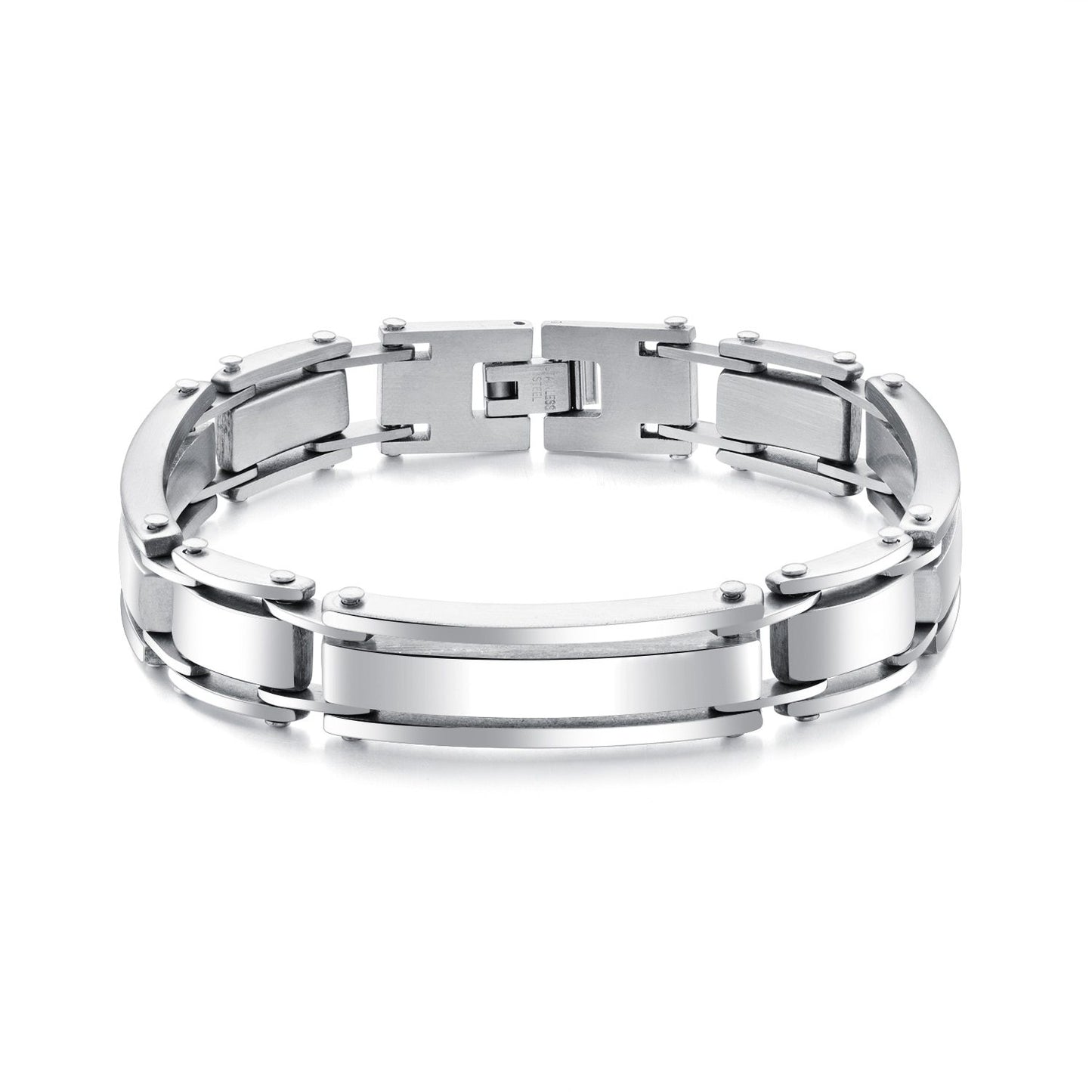 Men Simple Bracelet Steel/Gold/Black/ Color Stainless Steel Charm Chain Link Bracelet 220mm Customize Engraved Jewelry