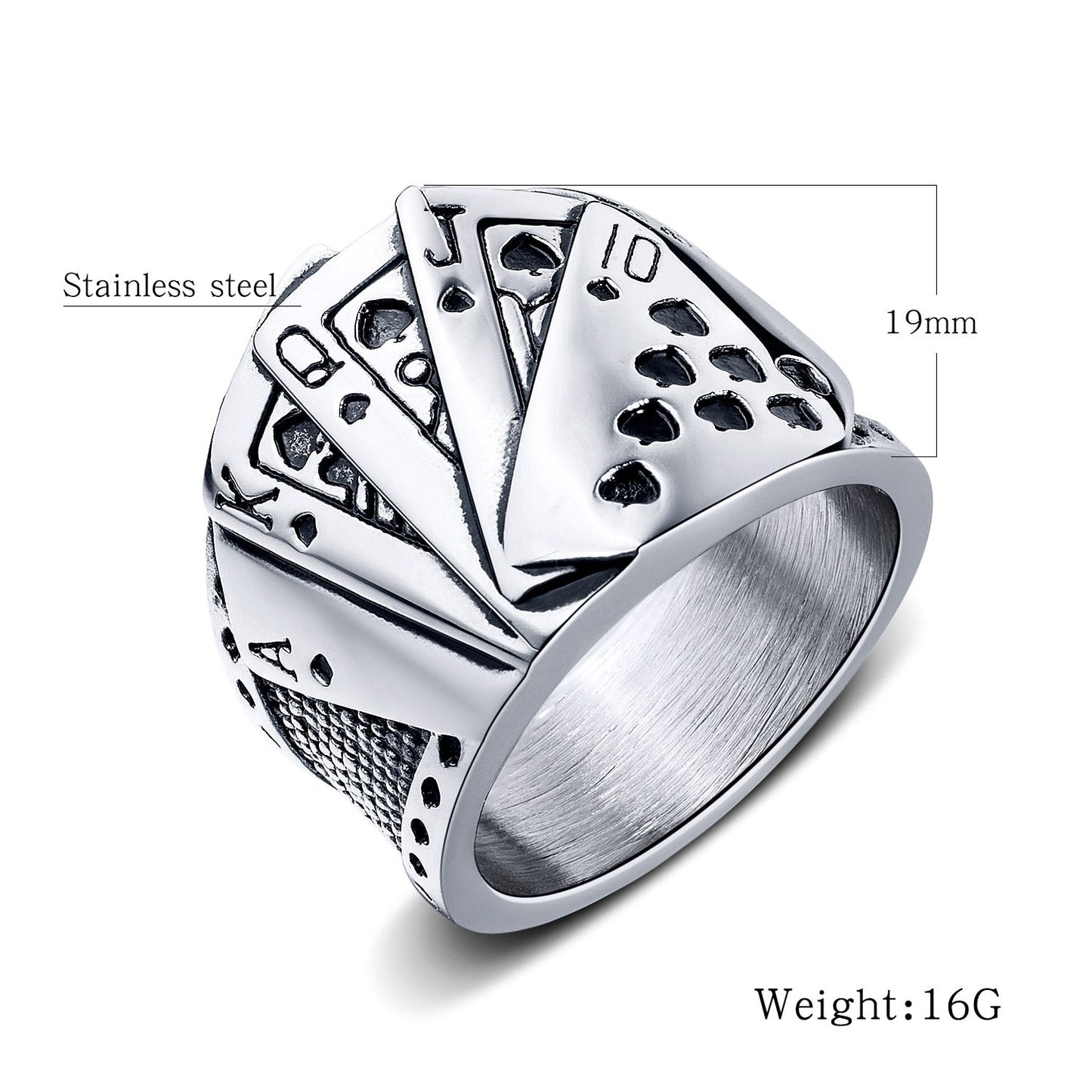 Punk Black Poker Ring for Men Stainless Steel Casting Finger Ring Cool Jewelry Gift