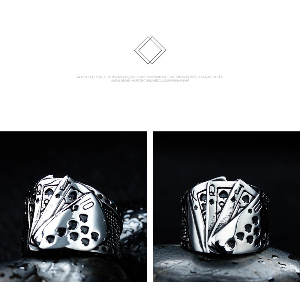 Punk Black Poker Ring for Men Stainless Steel Casting Finger Ring Cool Jewelry Gift