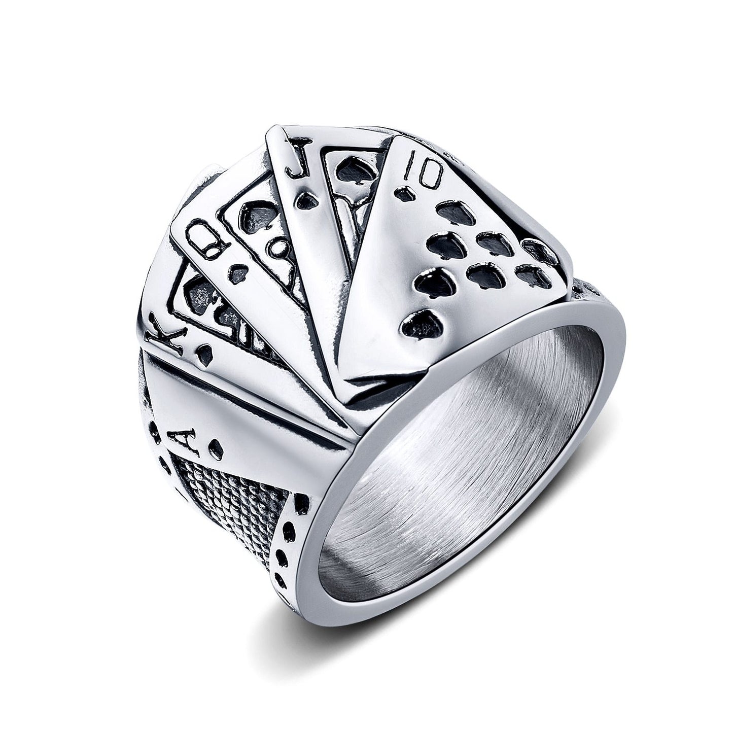 Punk Black Poker Ring for Men Stainless Steel Casting Finger Ring Cool Jewelry Gift