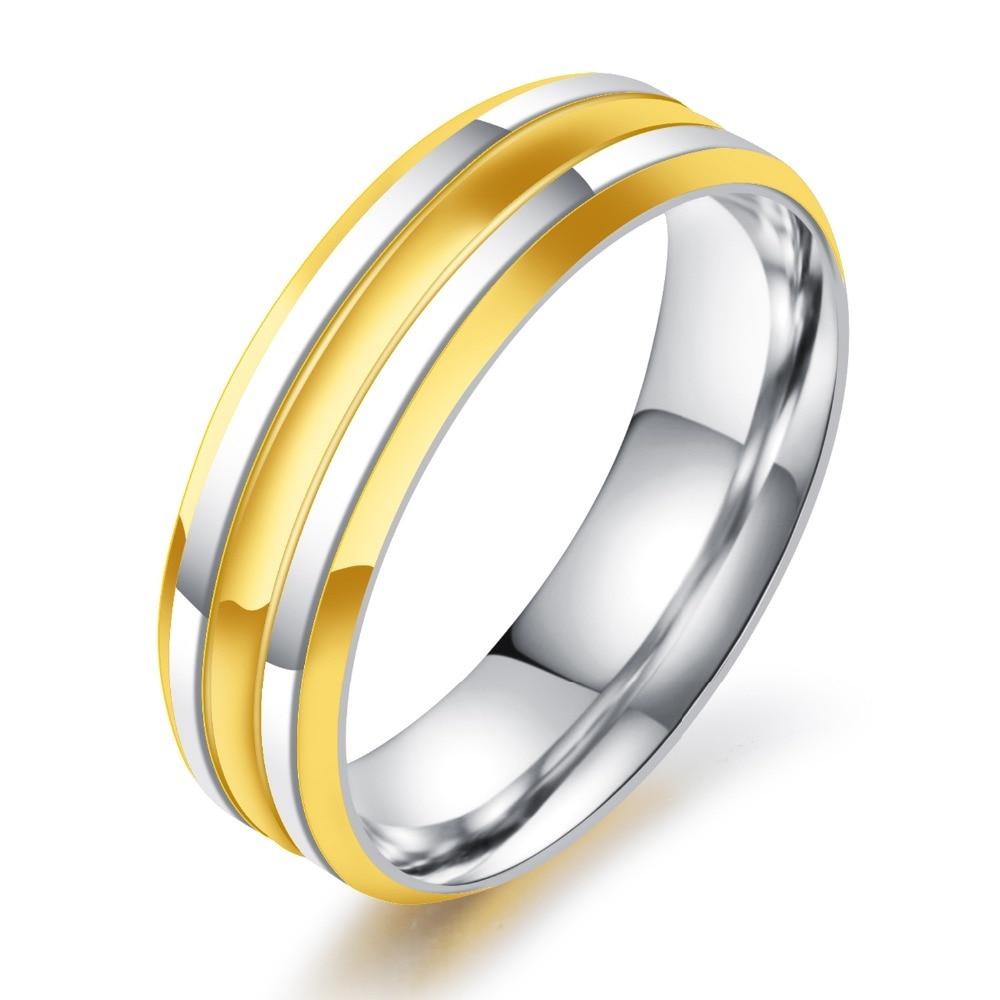 Punk Gold Color Strip Ring For Men Smooth Design Stainless Steel Male Finger Band Jewelry Party Birthday Gift