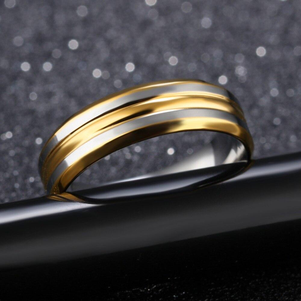 Punk Gold Color Strip Ring For Men Smooth Design Stainless Steel Male Finger Band Jewelry Party Birthday Gift