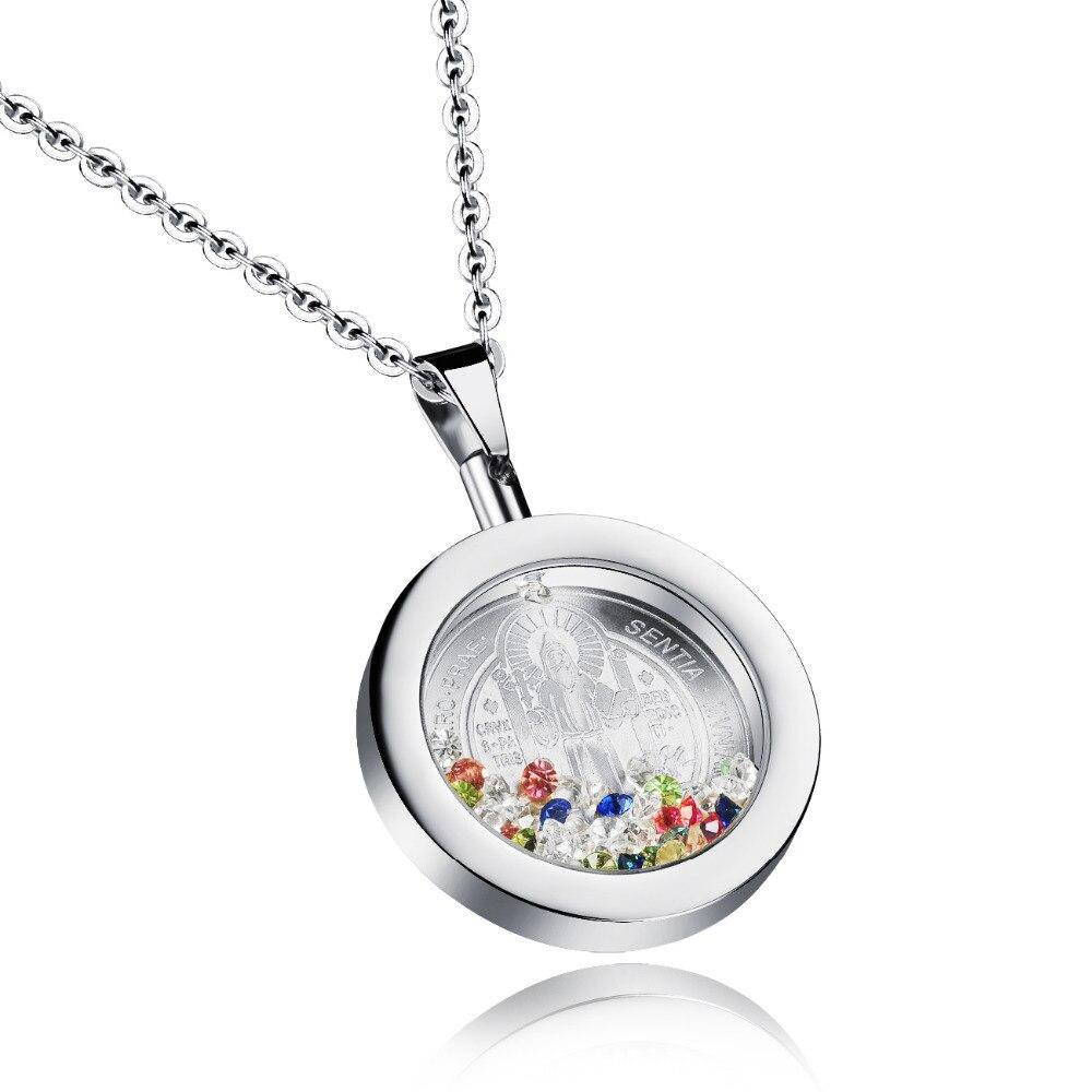 Religious Virgin of Guadalupe Pendant Necklace Fashion Women Men Stainless Steel Vintage Jewelry Link Chain Necklaces
