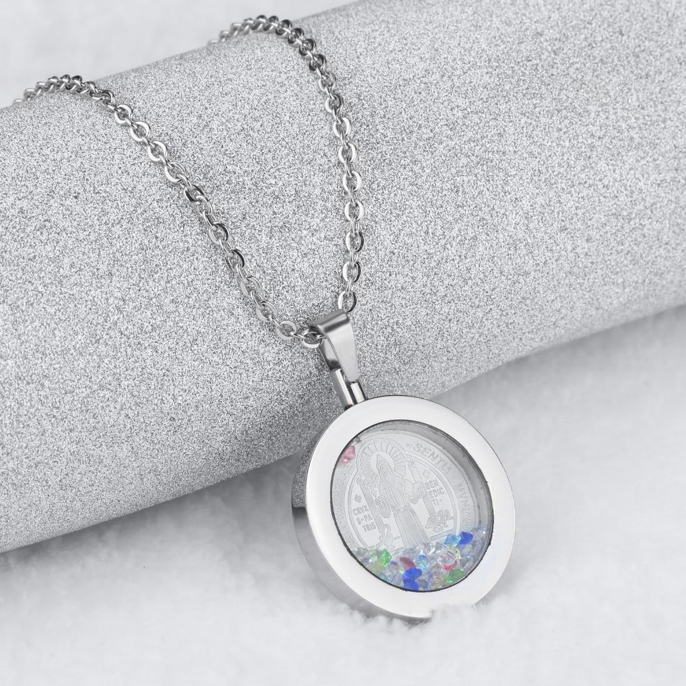 Religious Virgin of Guadalupe Pendant Necklace Fashion Women Men Stainless Steel Vintage Jewelry Link Chain Necklaces