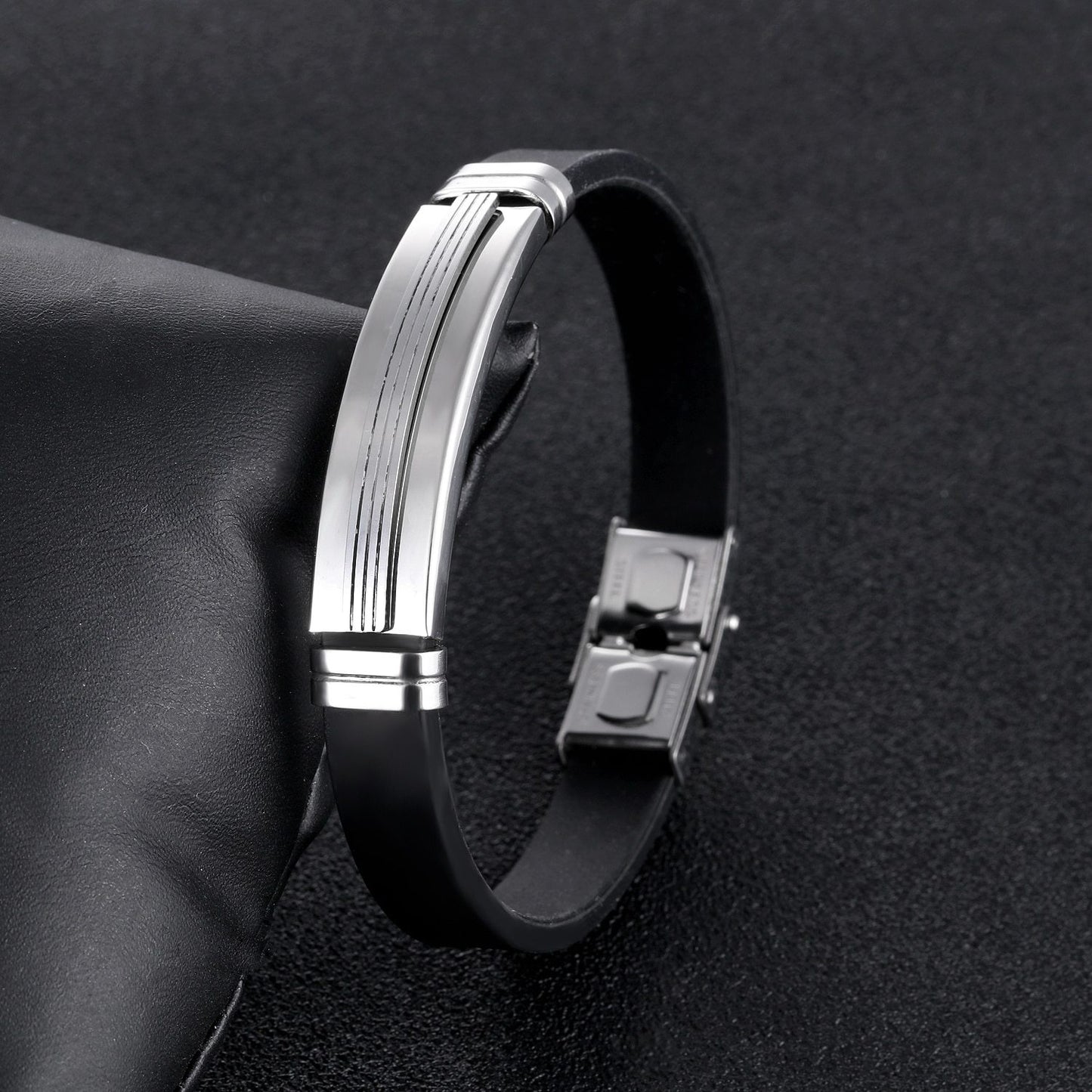 Silicone Bracelet Men Women Stainless Classic Thin Wristband ID Bracelet Gift Jewelry Adjustable Size
