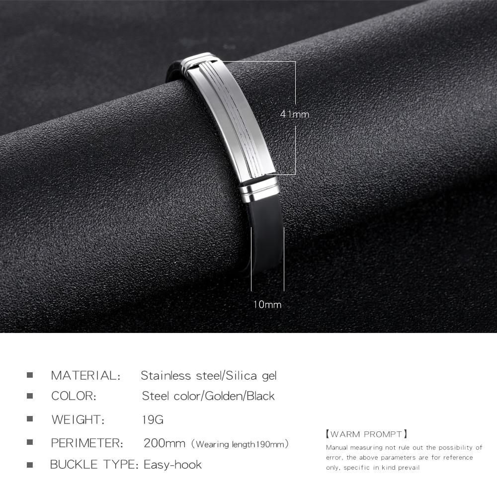 Silicone Bracelet Men Women Stainless Classic Thin Wristband ID Bracelet Gift Jewelry Adjustable Size