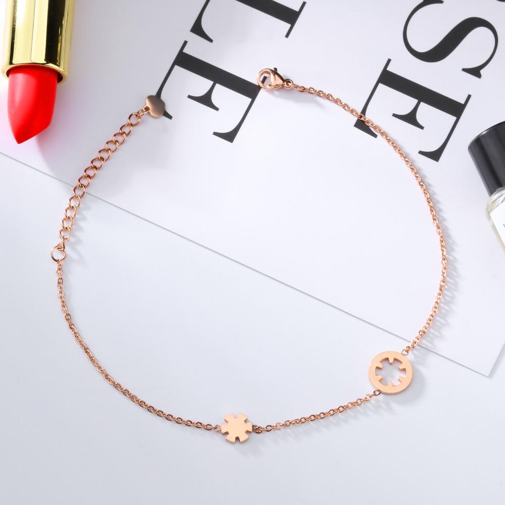 Top Brand Snowflake Anklets Bracelet For Women Rose Gold Color 21-26 CM Girl Female Ankle Foot Chain Jewelry