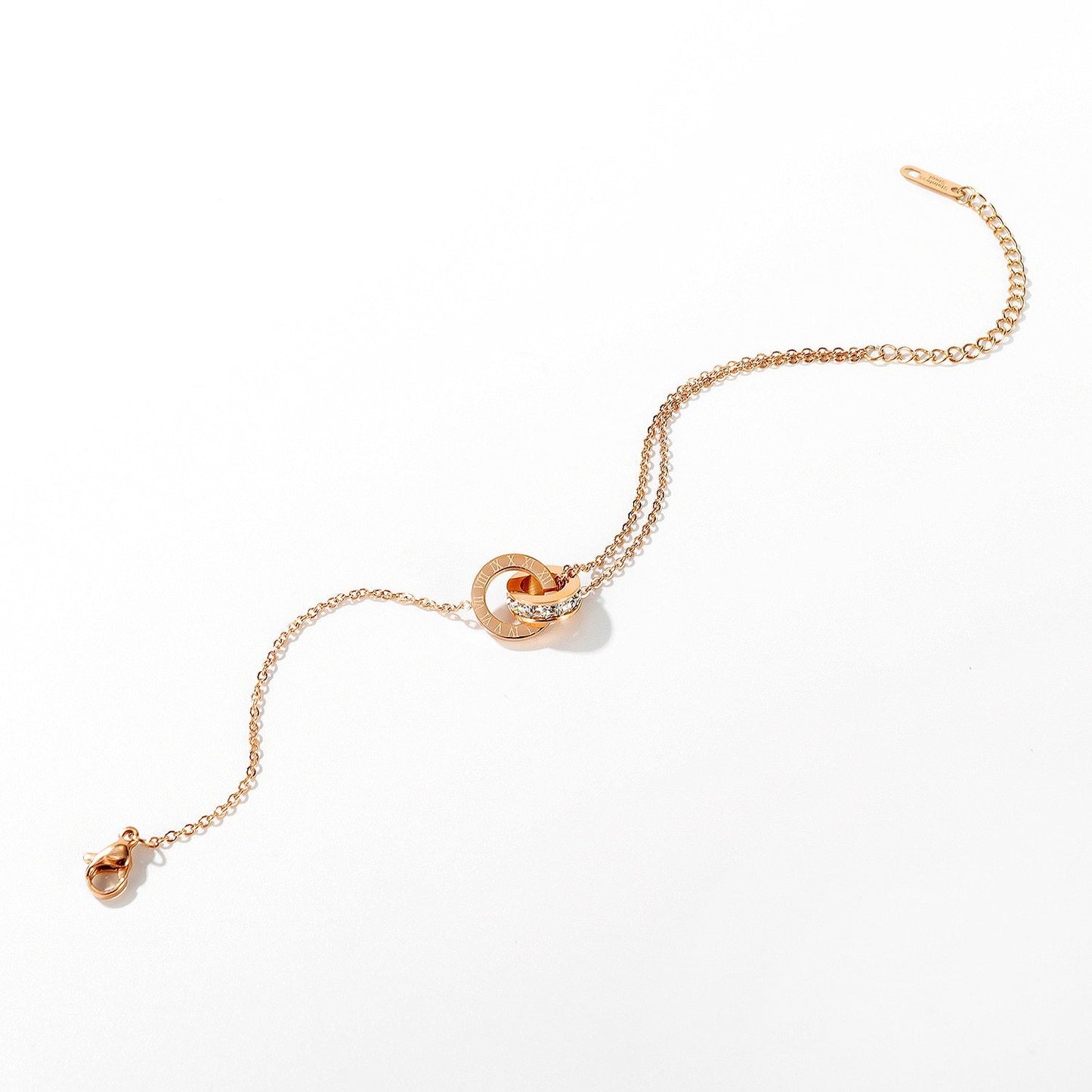 Roung Roma Number Chain Link Bracelet Stainless Steel Designer Charms Rose Gold Elegant