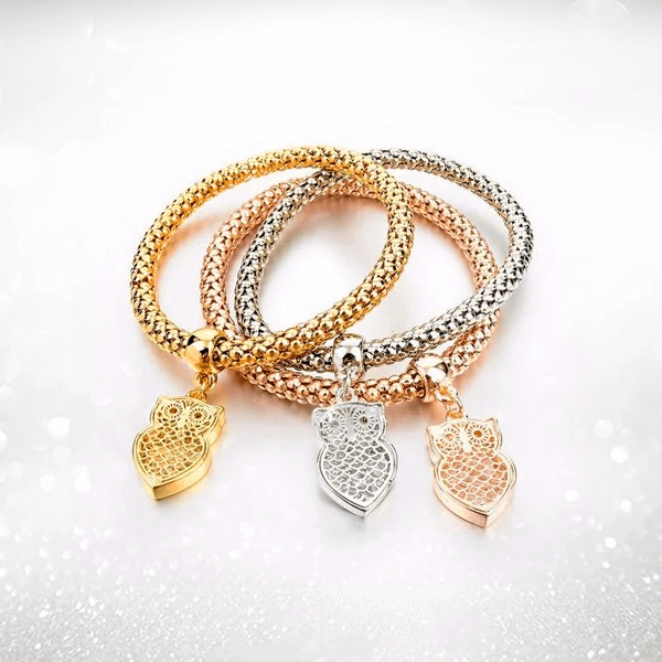 Owl Charm Bracelets with Austrian Crystals