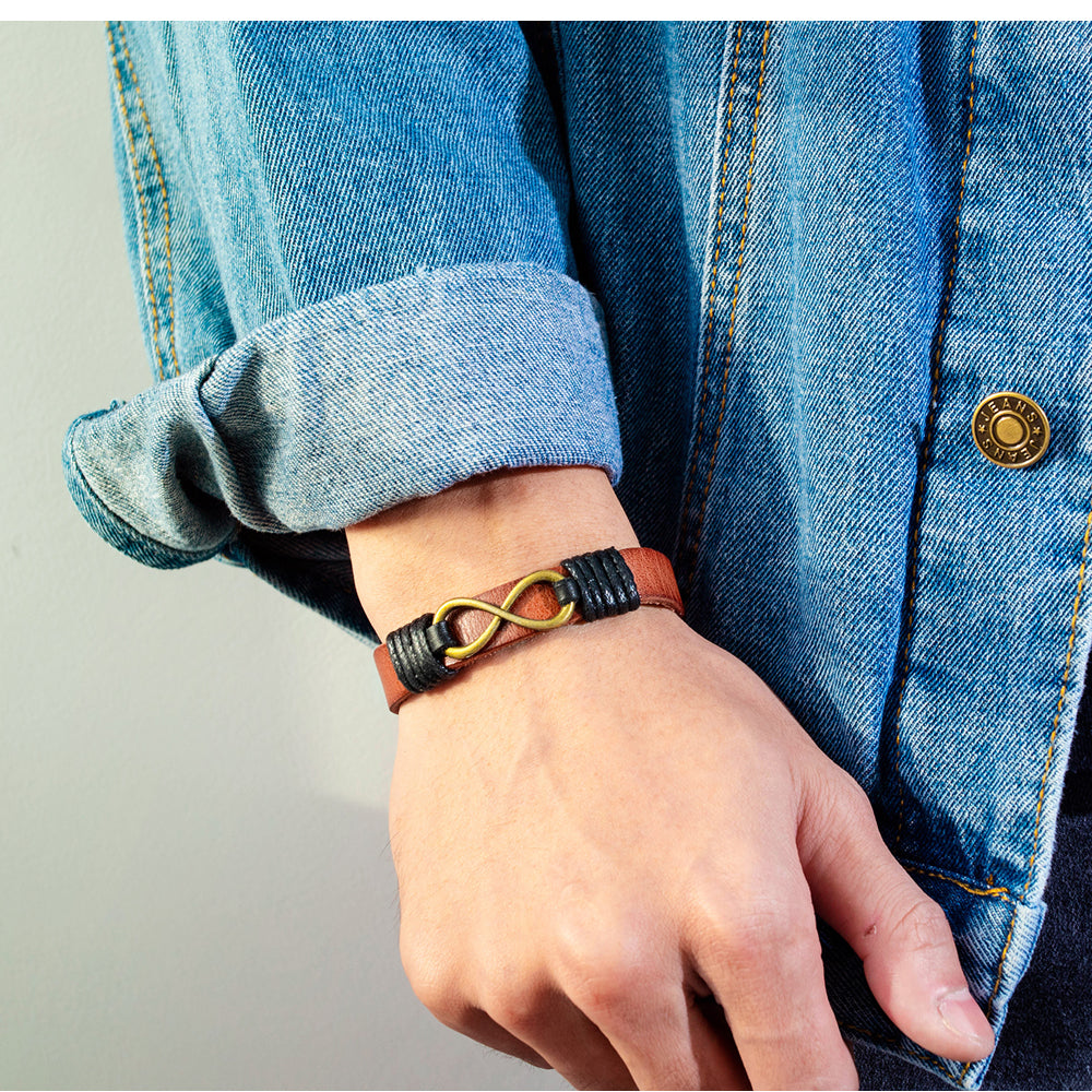 Punk personality woven endless 8 word leather bracelet