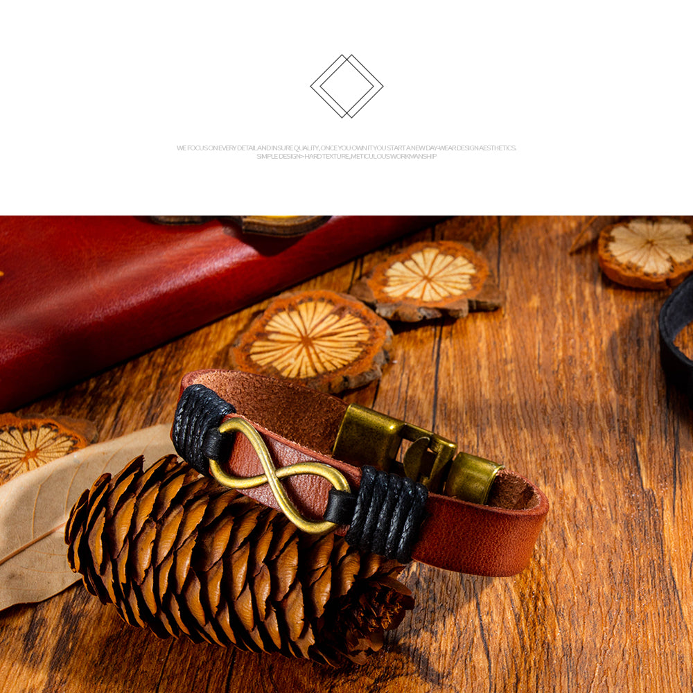 Punk personality woven endless 8 word leather bracelet