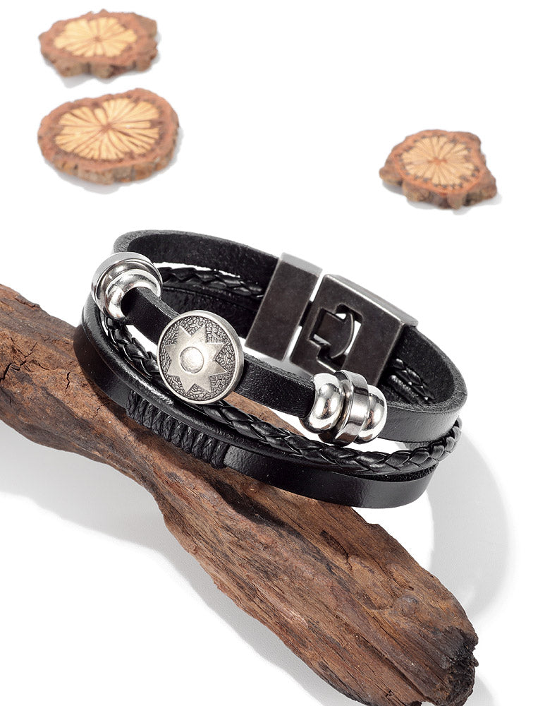 Street dance street shooting woven multi-layer sun leather bracelet bracelet