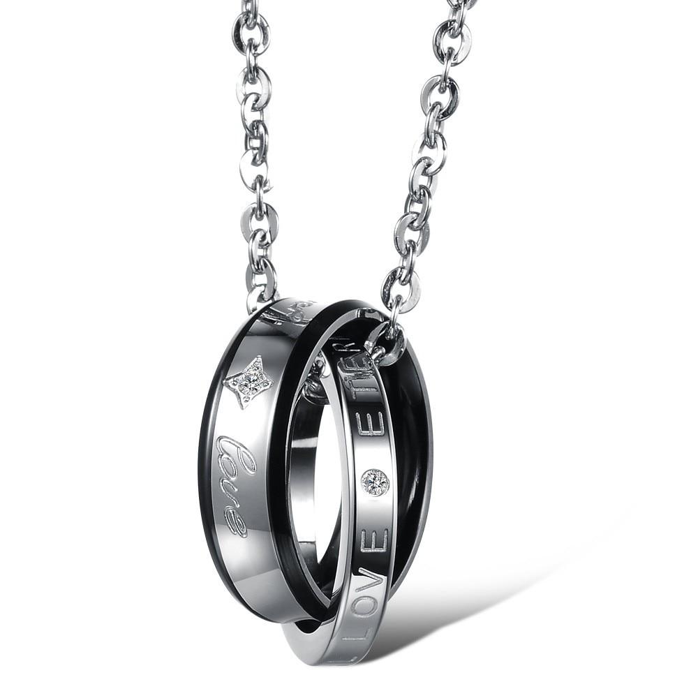 "Forever Love" Brand Couple Necklace Set Stainless Steel Lovers Promise Jewelry