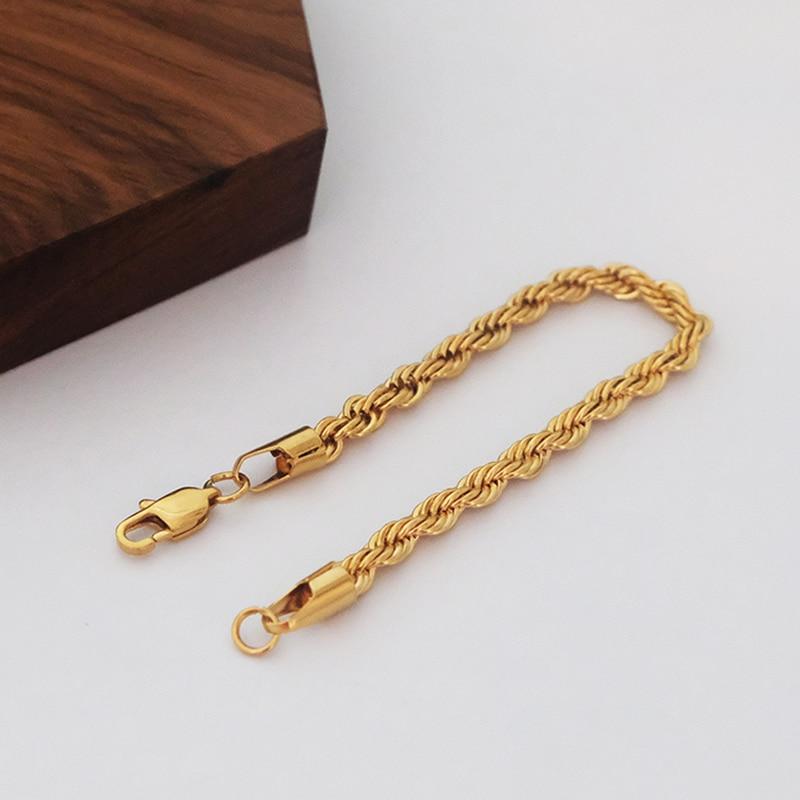 5mm Thick Twisted Cable Chain Bracelets Gold Color Chunky Rope Bracelets for Women Vintage Bracelet 2020 Hot Jewelry