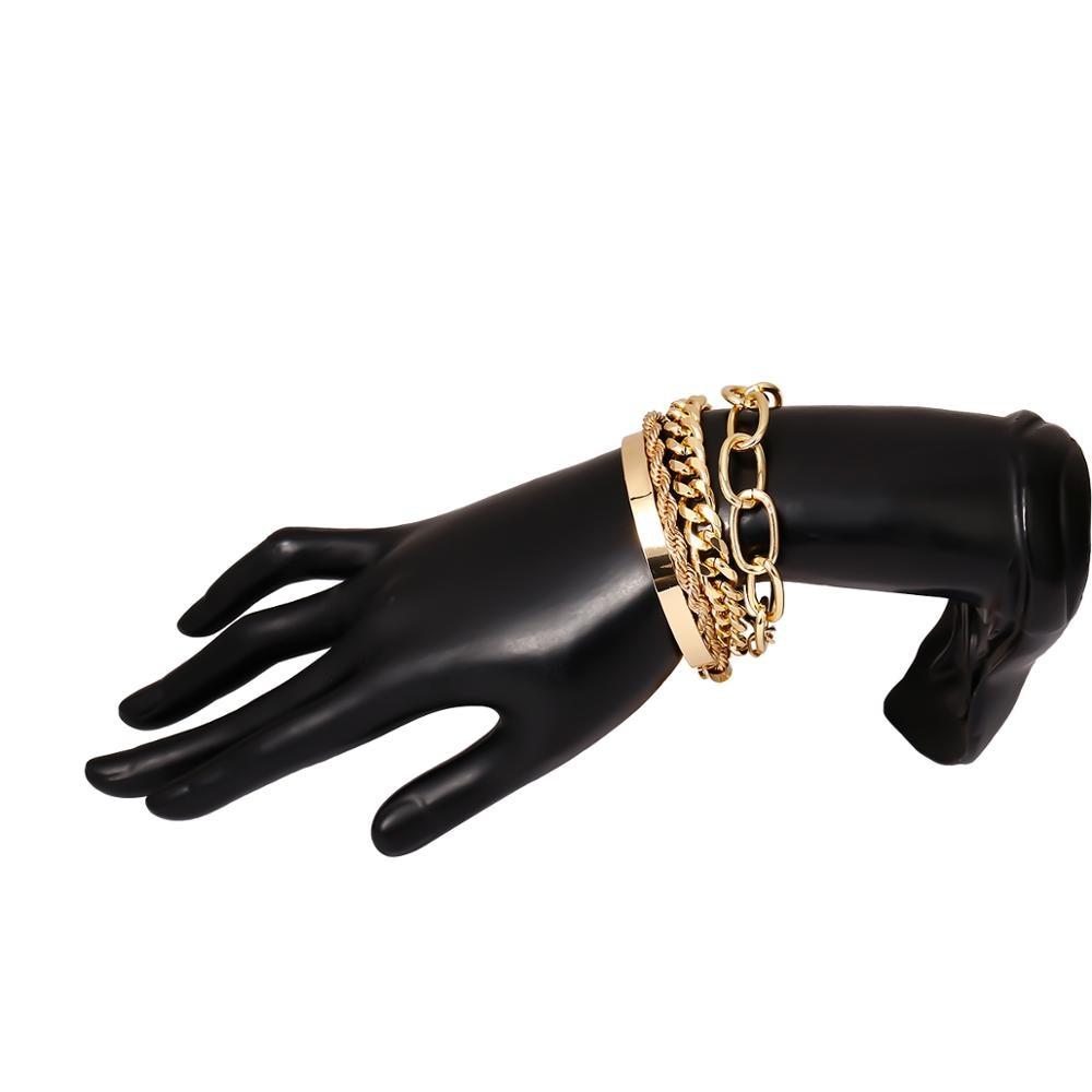 4pcs Punk Curb Cuban Chain Bracelets Set for Women Miami Boho Thick Gold Color Charm Bracelets Bangles Fashion Jewelry