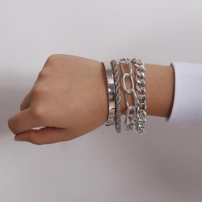 4pcs Punk Curb Cuban Chain Bracelets Set for Women Miami Boho Thick Gold Color Charm Bracelets Bangles Fashion Jewelry