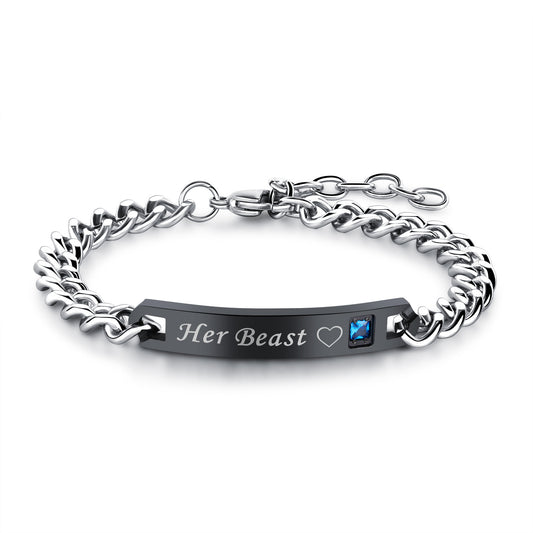 Titanium steel couple personality lettering bracelet