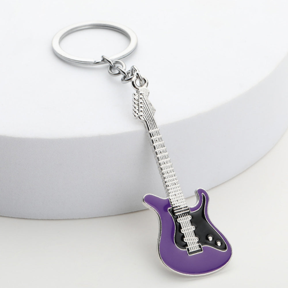 Creative Musical Instrument Pendant Metal Paint Electric Guitar Keychain Bag Pendant