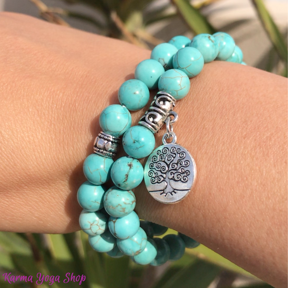 Double "Tree of Life" Bracelet in Turquoise Howlite