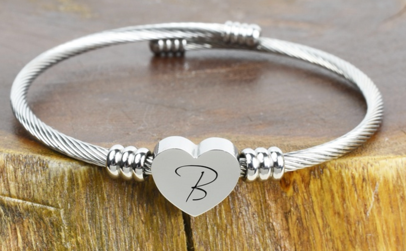 Unique Engraved Heart Charm Bracelet-Limited Edition