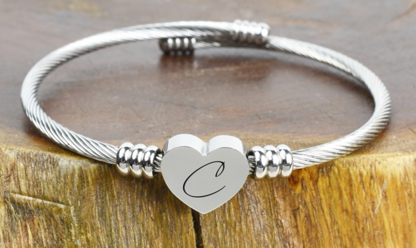 Unique Engraved Heart Charm Bracelet-Limited Edition
