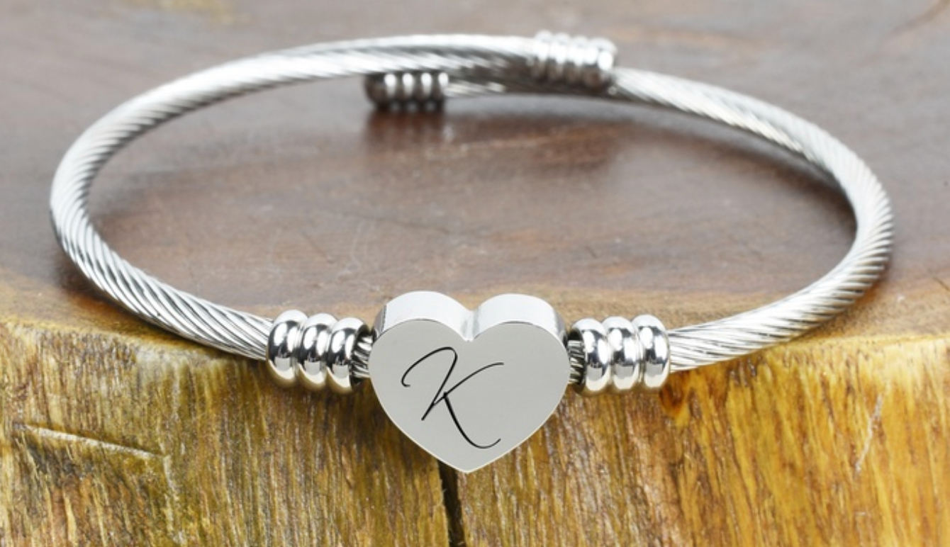 Unique Engraved Heart Charm Bracelet-Limited Edition
