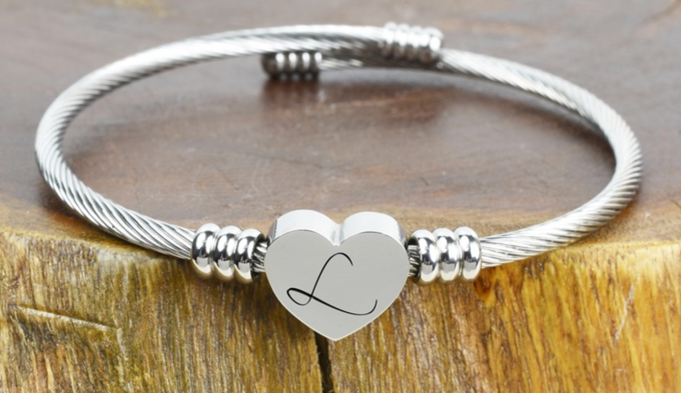 Unique Engraved Heart Charm Bracelet-Limited Edition