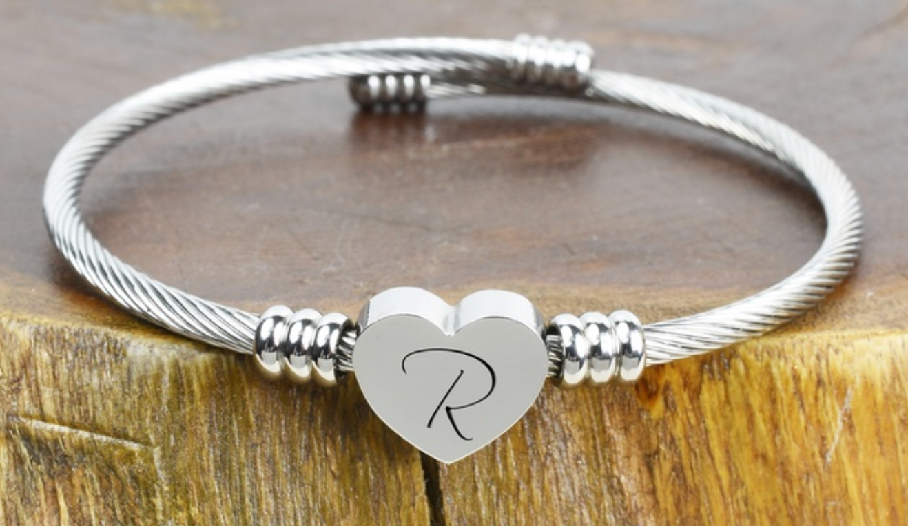 Unique Engraved Heart Charm Bracelet-Limited Edition