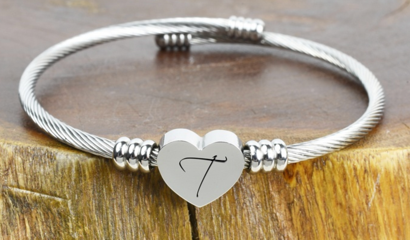 Unique Engraved Heart Charm Bracelet-Limited Edition