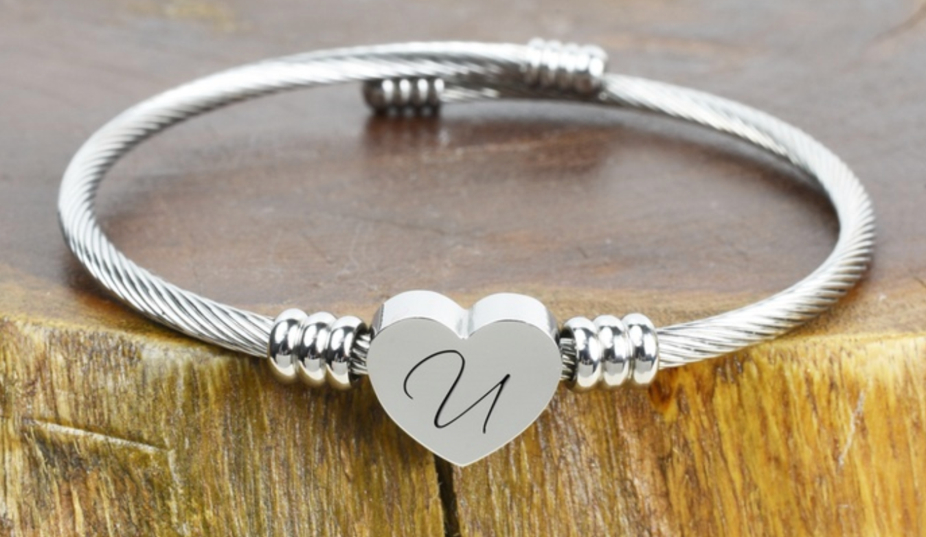 Unique Engraved Heart Charm Bracelet-Limited Edition