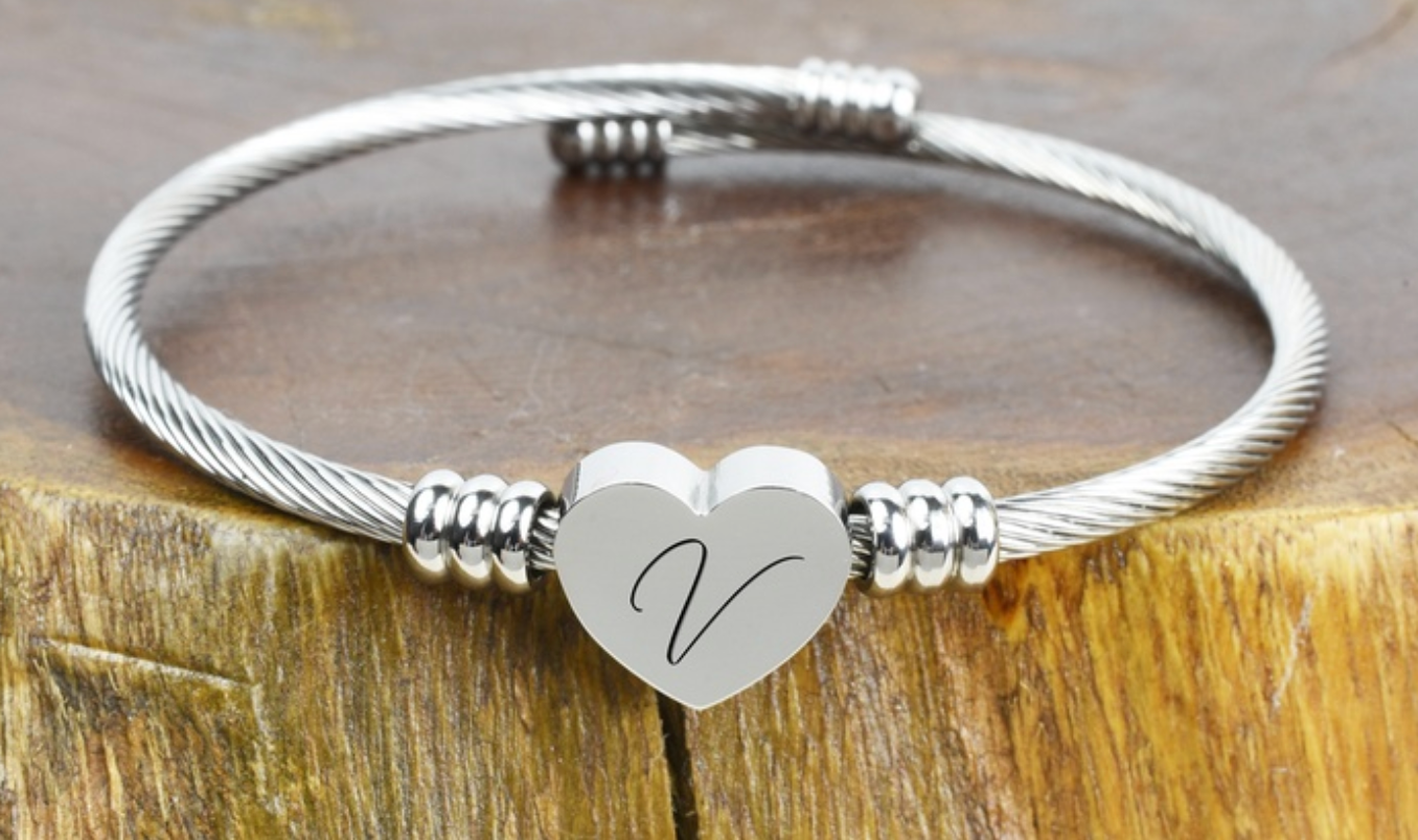 Unique Engraved Heart Charm Bracelet-Limited Edition