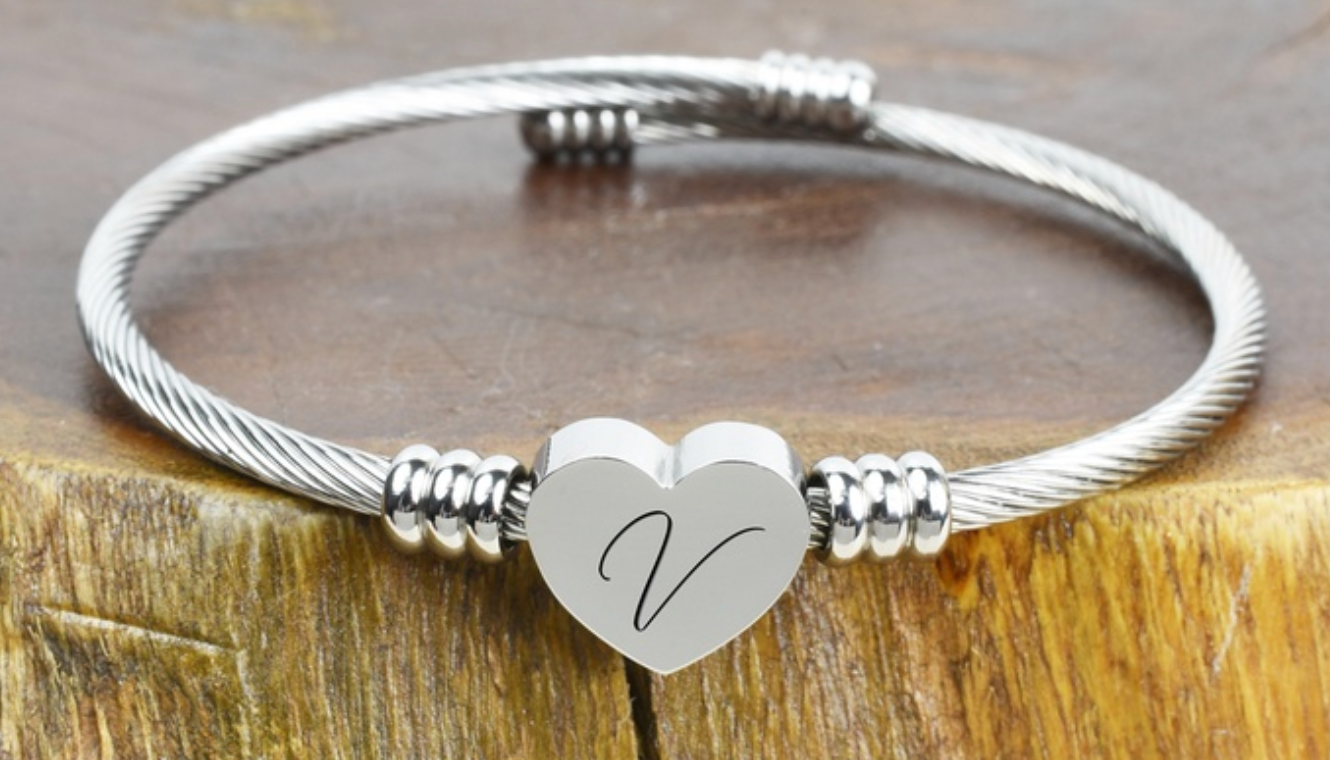 Unique Engraved Heart Charm Bracelet-Limited Edition