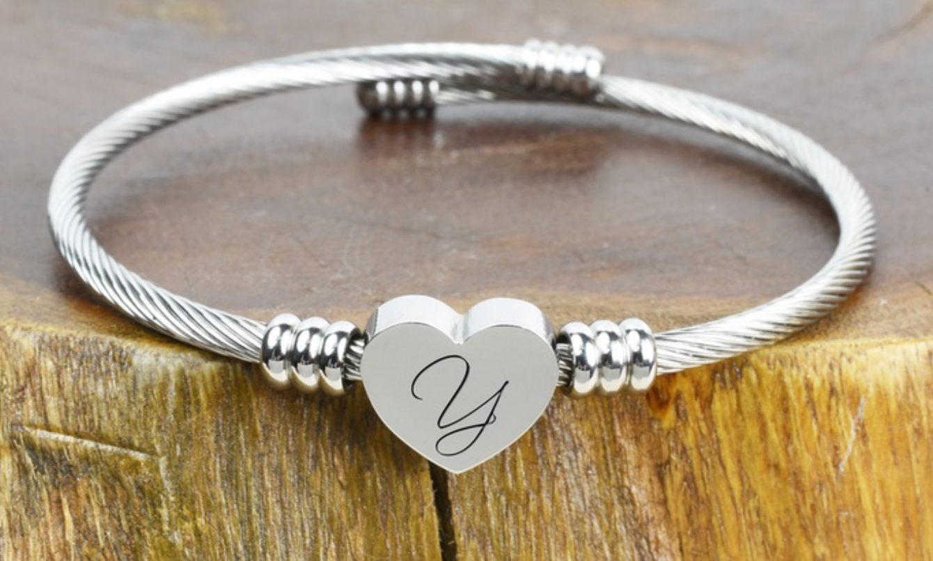 Unique Engraved Heart Charm Bracelet-Limited Edition