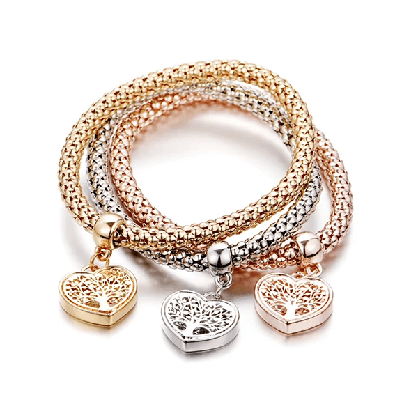 "Tree of Life" Heart Edition Charm Bracelet with Austrian Crystals